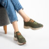 Sneakers damă verzi din piele naturală cu șireturi duble Harriet