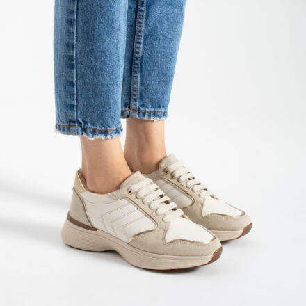 Sneakers damă bej din piele naturală Melody