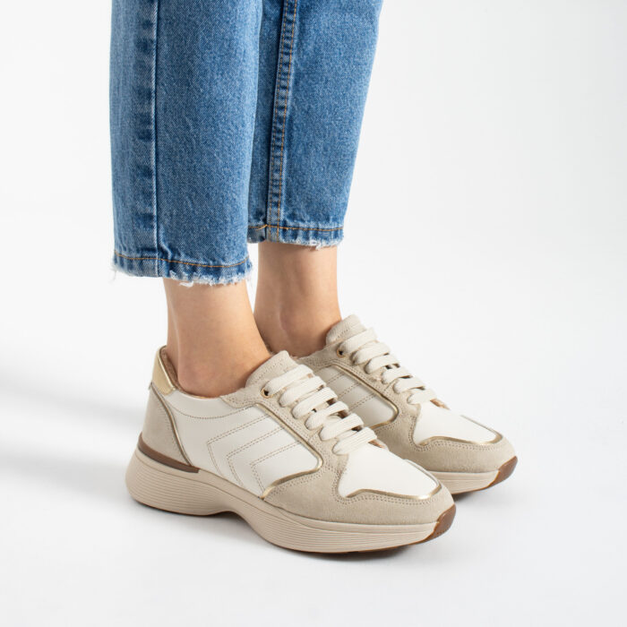 Sneakers damă bej din piele naturală Melody