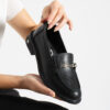 Loafers negri de damă din piele naturală April