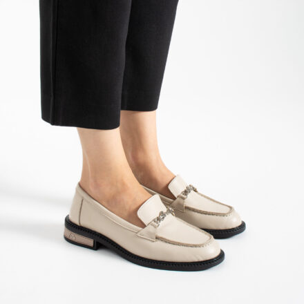 Loafers damă bej din piele naturală April