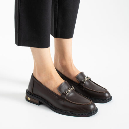 Loafers dama maro închis din piele naturală April