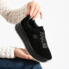 Pantofi sport negri de damă din piele întoarsă naturală Dorothy