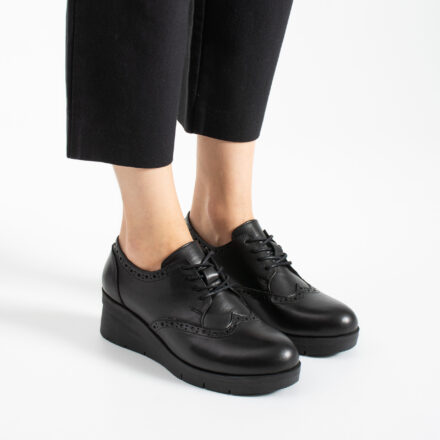 Pantofi negri din piele naturală cu platformă joasă Ashley