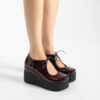 Pantofi de damă bordo lăcuiți cu platformă din piele naturală Andrea