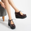 Pantofi de damă bordo lăcuiți cu platformă din piele naturală Andrea