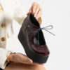 Pantofi de damă bordo lăcuiți cu platformă din piele naturală Andrea