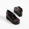 Pantofi de damă bordo lăcuiți cu platformă din piele naturală Andrea