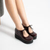 Pantofi de damă bordo lăcuiți cu platformă din piele naturală Andrea