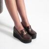 Pantofi eleganți bordo cu platformă din piele naturală Giorgia