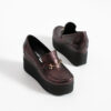 Pantofi eleganți bordo cu platformă din piele naturală Giorgia