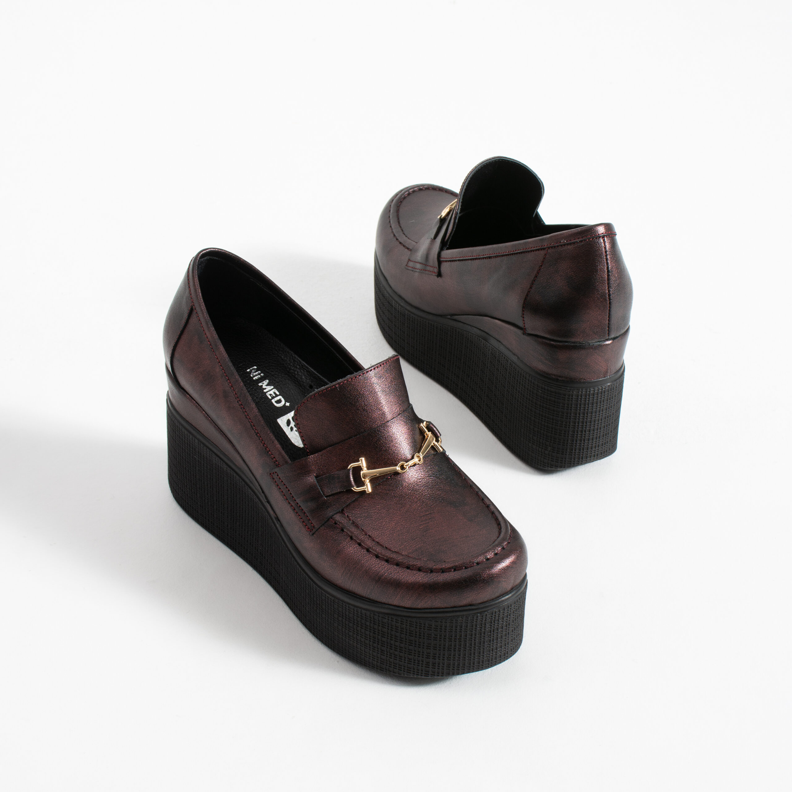 Pantofi eleganți bordo cu platformă din piele naturală Giorgia Pantofi eleganți bordo cu platformă din piele naturală Giorgia