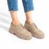 Mocasini Oxford bej pentru femei Carama