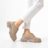 Mocasini Oxford bej pentru femei Carama