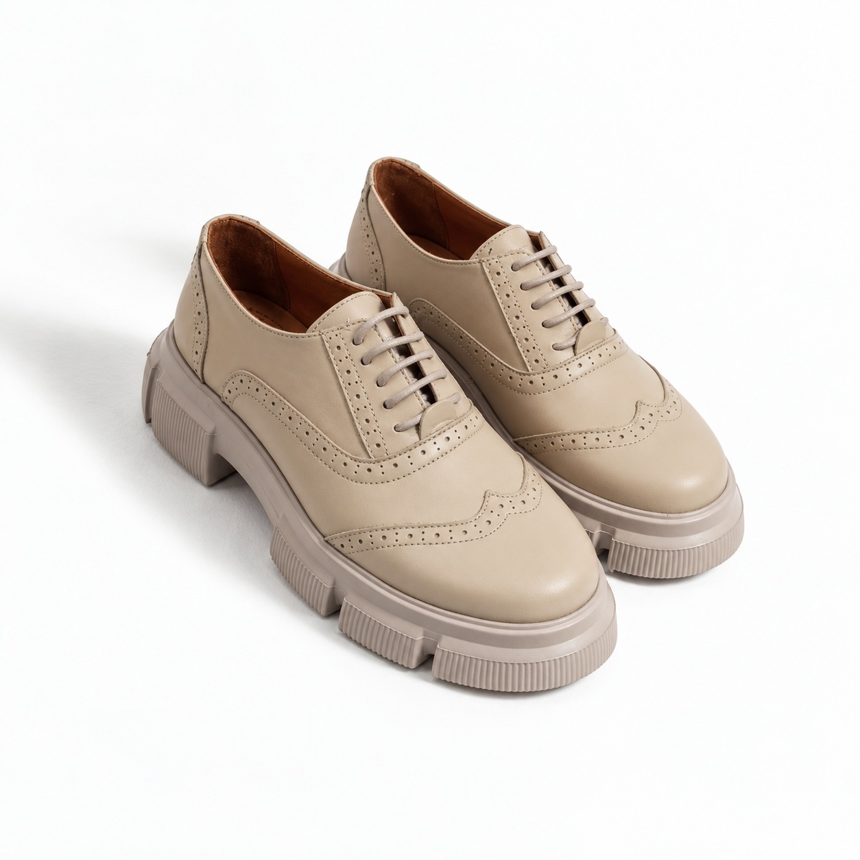 Mocasini Oxford bej pentru femei Carama Mocasini Oxford bej pentru femei Carama