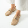 Loafers damă bej din piele naturală lăcuită Taomina