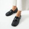 Loafers bleumarin din piele naturală lăcuită pentru femei Taomina