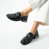 Loafers bleumarin din piele naturală lăcuită pentru femei Taomina