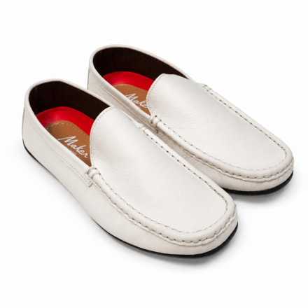 Mocasini albi din piele naturală Dusseldorf