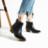 Botine cowboy scurte negre cu toc din piele naturală – Valeria