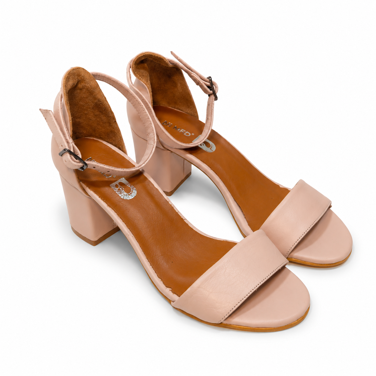 Sandale roz deschis din piele naturală cu toc Emma Sandale roz deschis din piele naturală cu toc Emma
