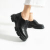 Pantofi oxford de damă negri din piele naturală Carama