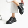 Pantofi oxford de damă negri din piele naturală Carama