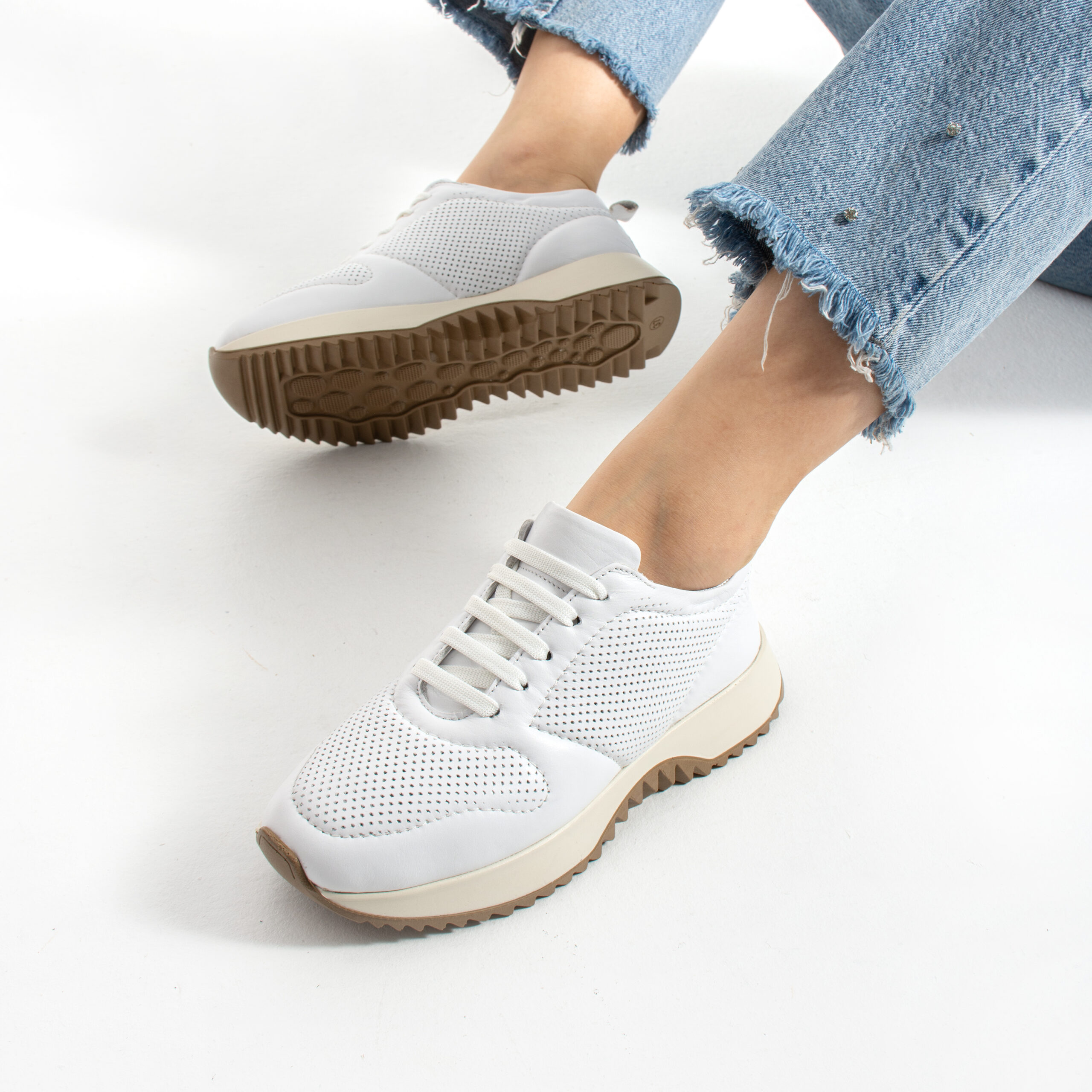 Sneakers albi din piele naturală pentru femei Belem Sneakers albi din piele naturală pentru femei Belem