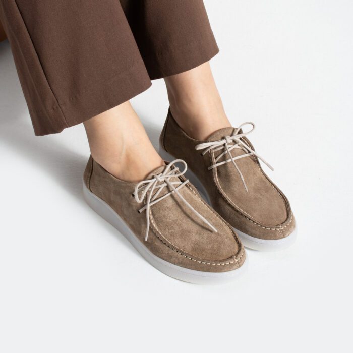 Pantofi casual maro dama din piele intoarsa naturala Eda