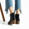 Botine cowboy scurte negre cu toc din piele naturală – Valeria