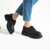 Pantofi oxford de damă negri din piele naturală Mia