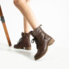 Botine de damă maro din piele naturală, cu căptușeală caldă Merino