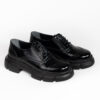 Mocasini oxford negri din piele lăcuită Carama